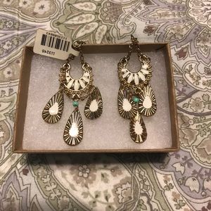 White/Gold Boho Earrings